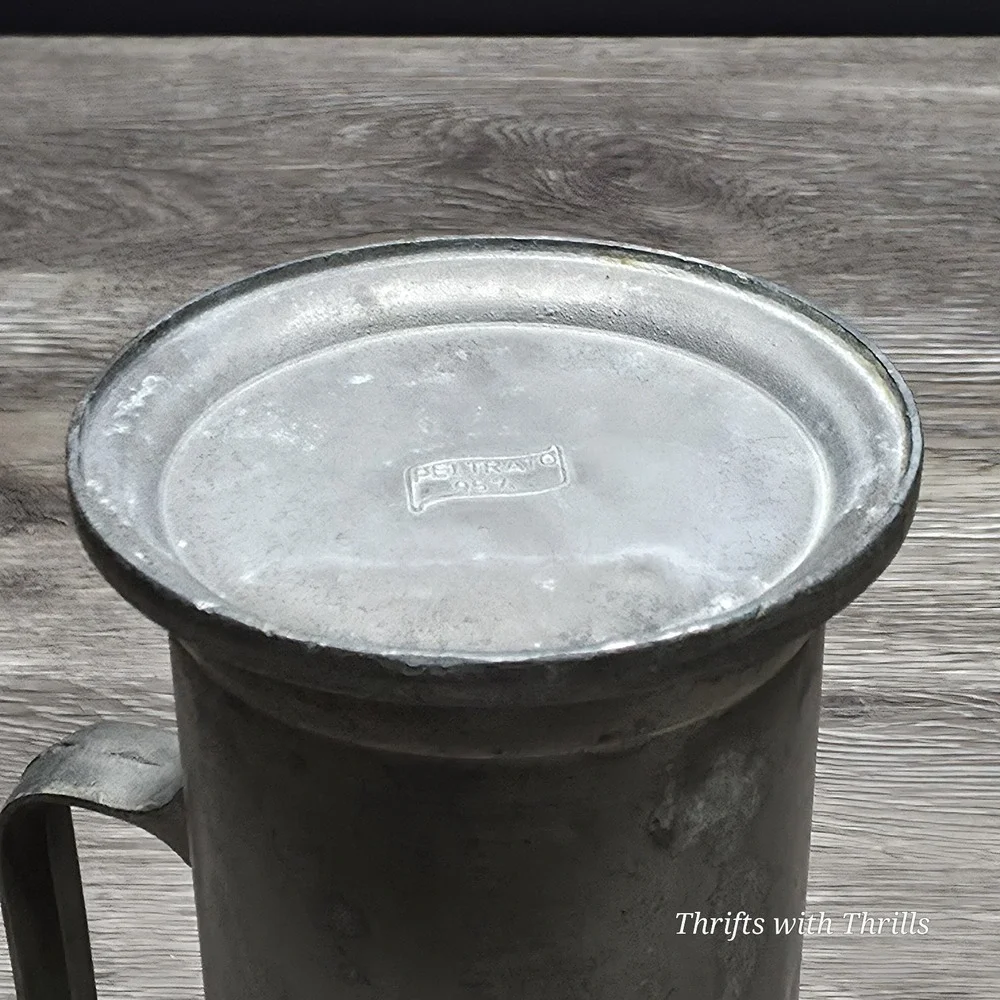 Vintage Peltrato 95% Pewter Measuring Cup 1/2 Liter Made in Italy Metalware